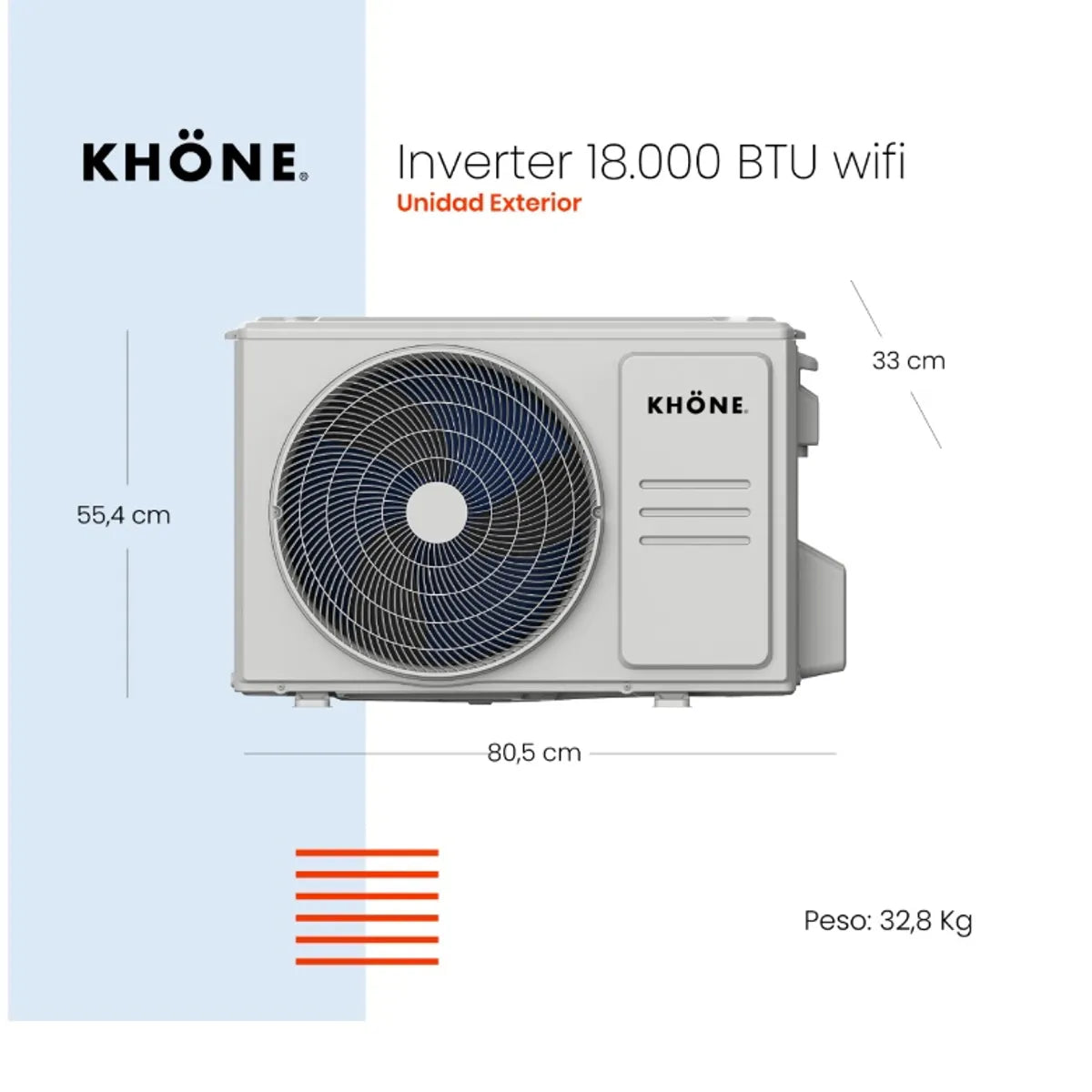 Aire acondicionado tipo split muro de 18000 btu KHONE Inverter